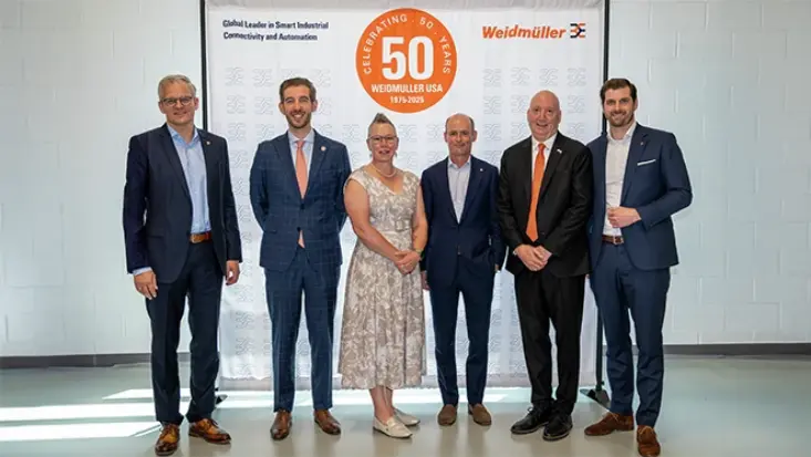 Weidmuller USA Celebrates 50th Anniversary with Executive Board Members Sebastian Durst, CEO and Christian von Toll, CSO.