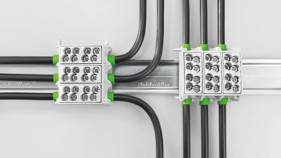 Main line branch terminal (HLAK 25 and HLAK 35) on DIN rail