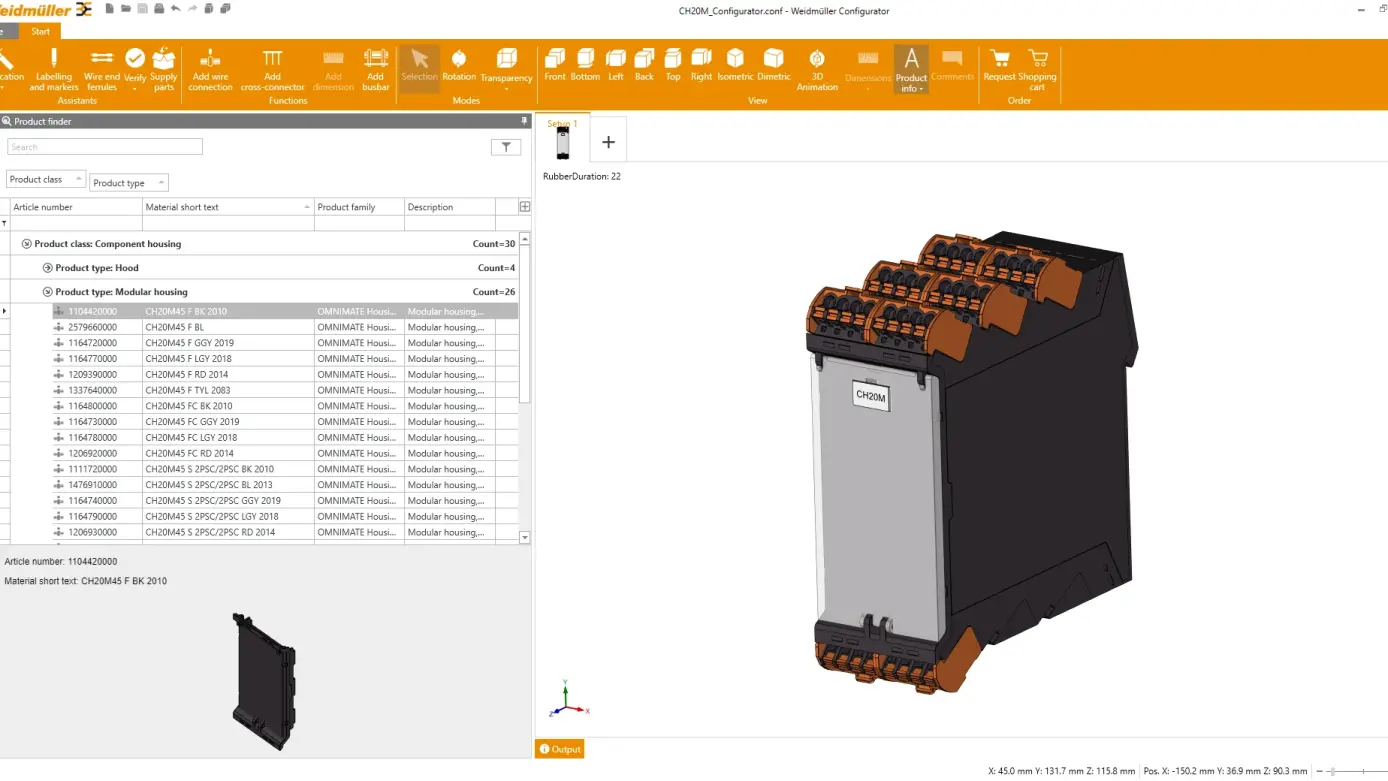 CH20M Product configurator