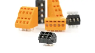 PCB terminals with tension spring connection